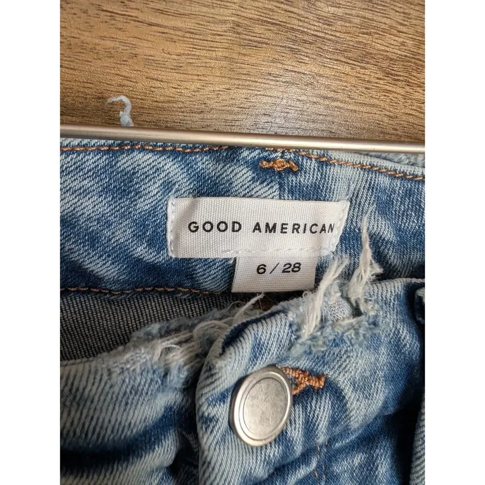 Good American Jeans Womens 6/28 Blue Denim Mid Rise Straight Leg GPBRY014T NWT - Picture 3 of 4